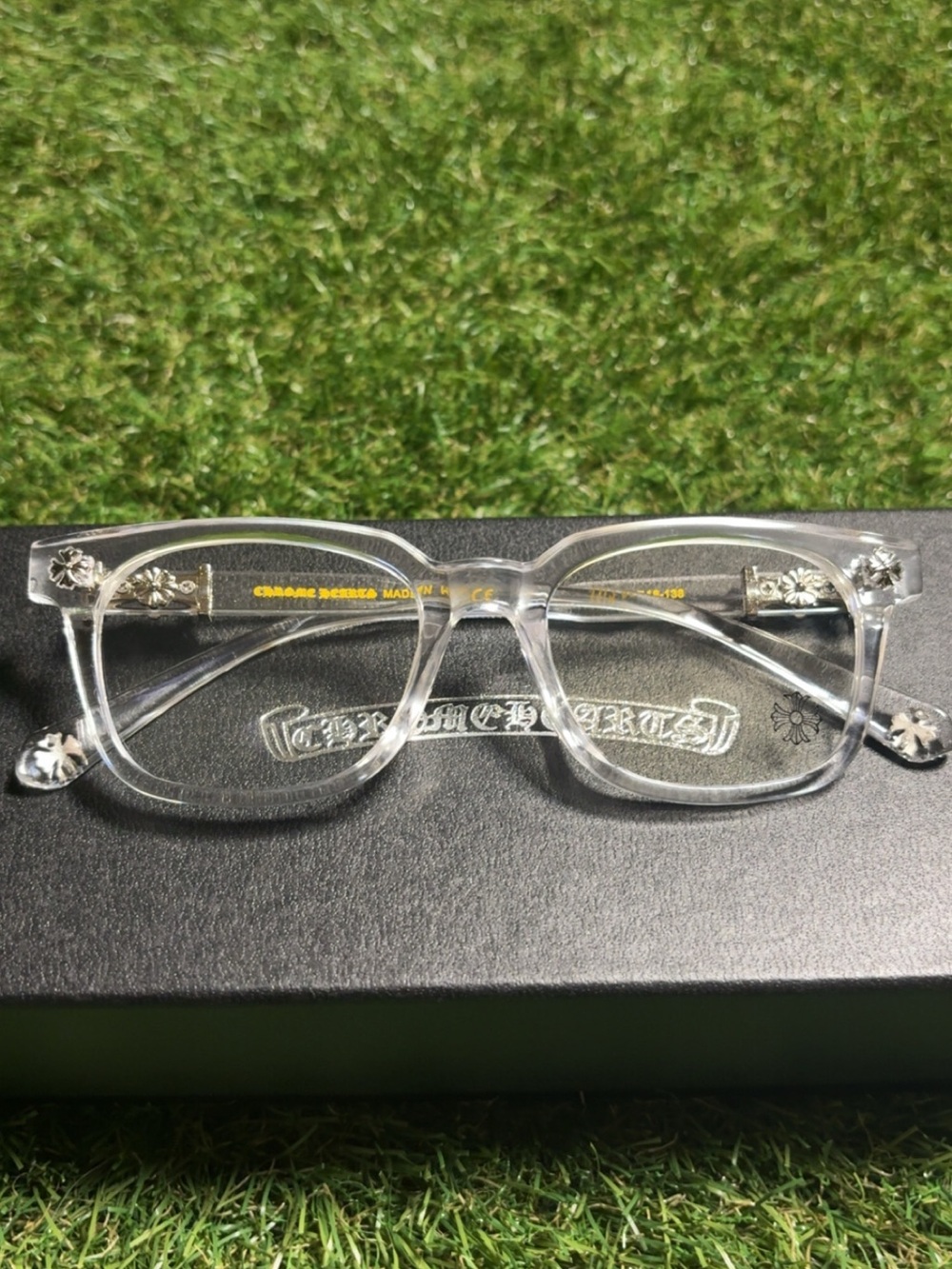 Clear chrome hearts sunglasses